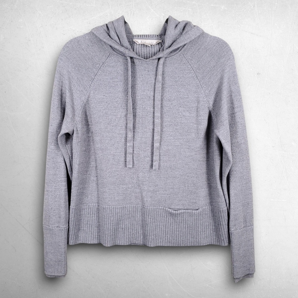 Athleta Verona Merino Wool Blend Hoodie Pullover Women S Gray Ribbed Athleisure